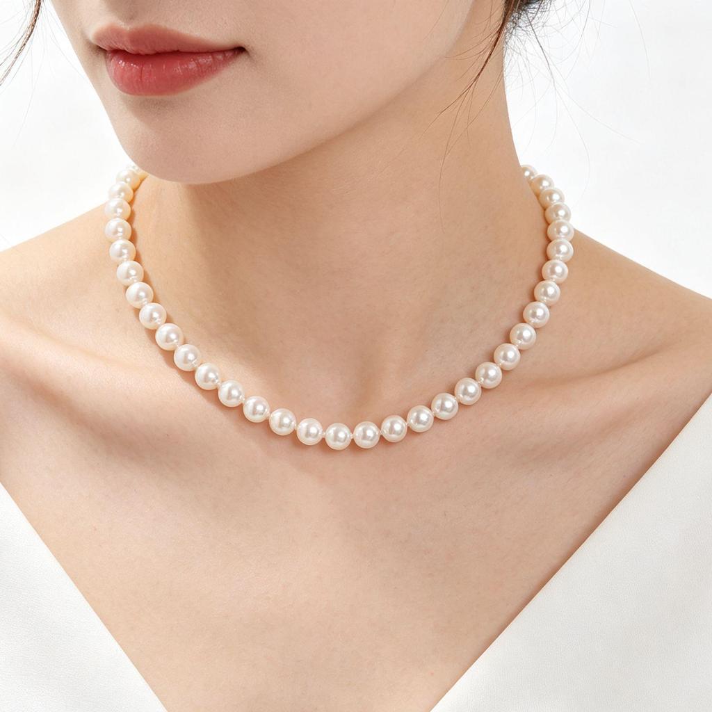 S925 Sterling Silver Imitation Pearl Necklace - Knotted Sweater Chain with Light Luxury and Elegant Style