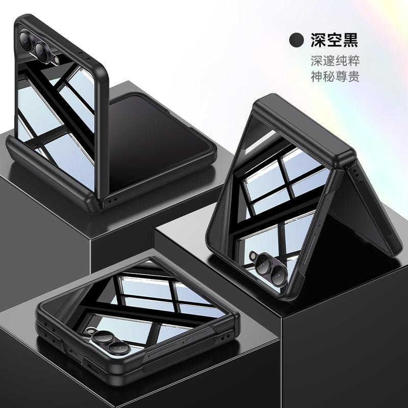 For Samsung Galaxy Z Flip 7 With Privacy Tempered Glass Film Full Protect Ultrathin Phone Case Spring Hinge PC Shockproof Cover