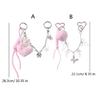 Bows Keyring Creative Car Key Chain Heart Keychain Braided Rope Keychain Ornament Plush Pompoms Bag Charm for Backpack