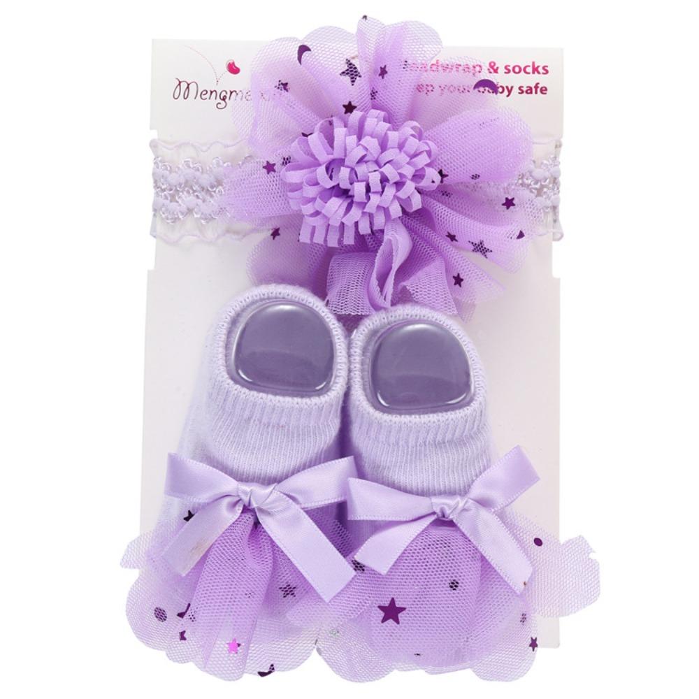 Tulle Baby Socks Set Floral Lace Infant Socks Set Gifts Baby Socks Headband  Infant Girls