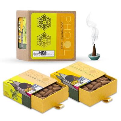 LUXUS-RÄUCHERSTÄBCHEN 2er-Pack Natürliche Räucherkegel Andachtspaket I Sonderpaket (80 Bio-Räucherkegel | 2 Düfte - Tulsi & Jasmin)