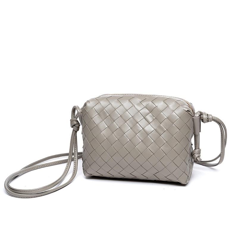 Womens Crossbody Bag Genuine Leather Woven Shell Design Medium Pillow Shape Daily Use Fashion Accessory