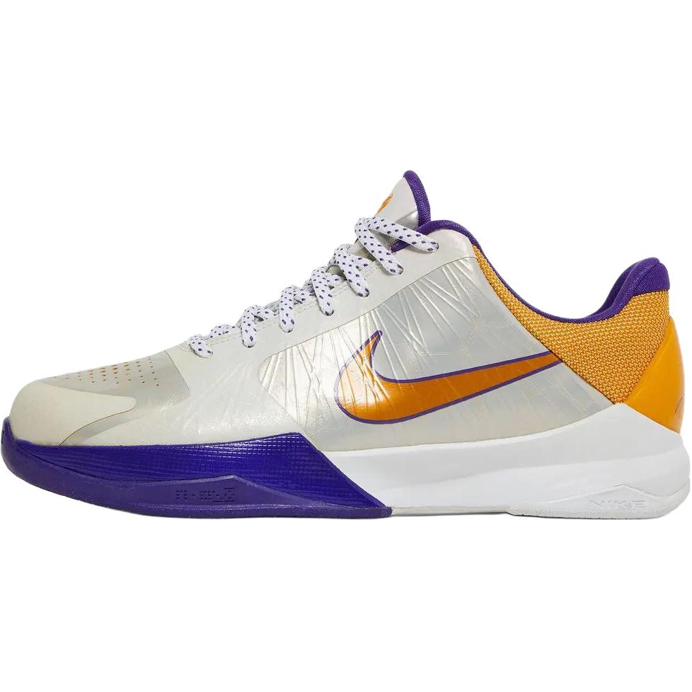 

Nike Zoom Kobe 5 Low top Children s Basketball Shoes White Purple Yellow 386647-100 40