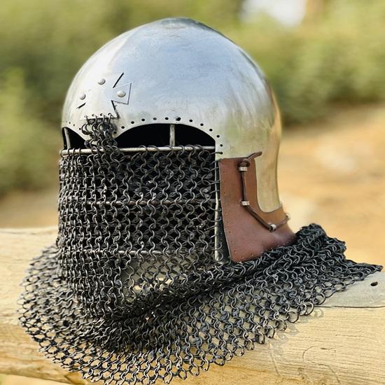 Medieval Viking Chainmail Helmet – Barbute Design, Full Head Coverage, One Size Fits Most