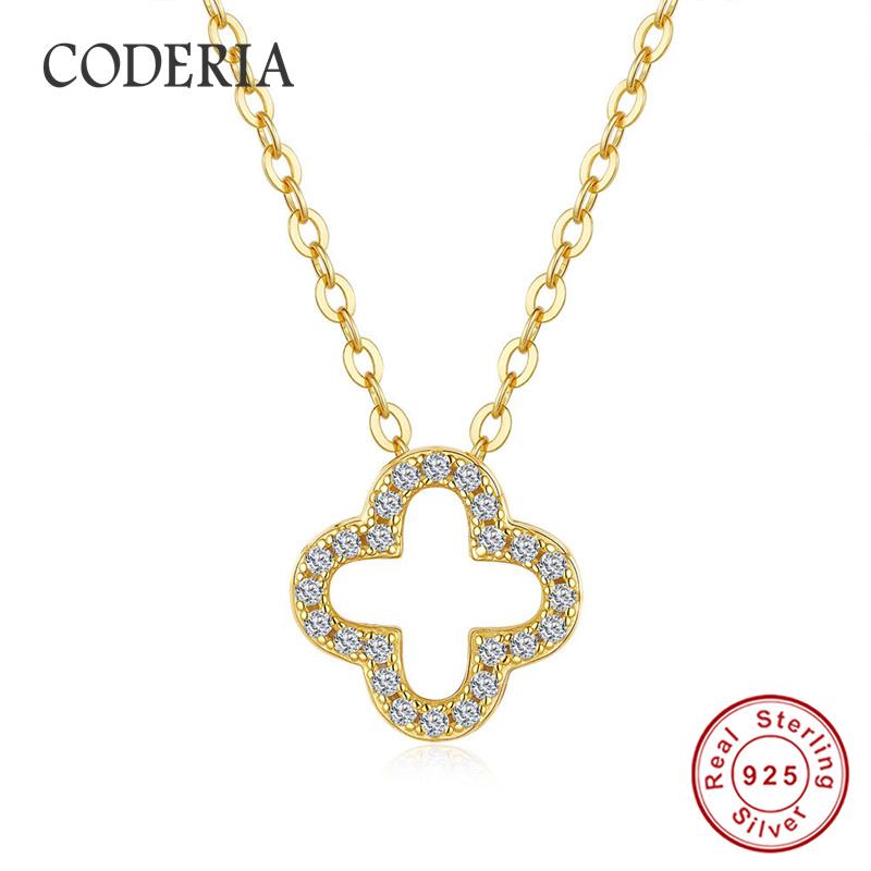 Four Leaf Clover Pendant Clavicle Necklace for Women 18K Gold Plated Silver S925 Moissanite Diamond Necklace With GRA Jewelry