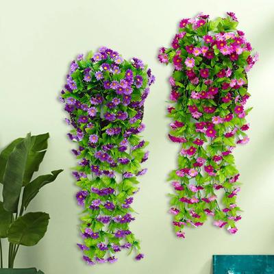 168 fiori e 12 forchette viola artificiale appeso fiori viti decorazione della parete piante ghirlanda per la decorazione del giardino di casa di nozze