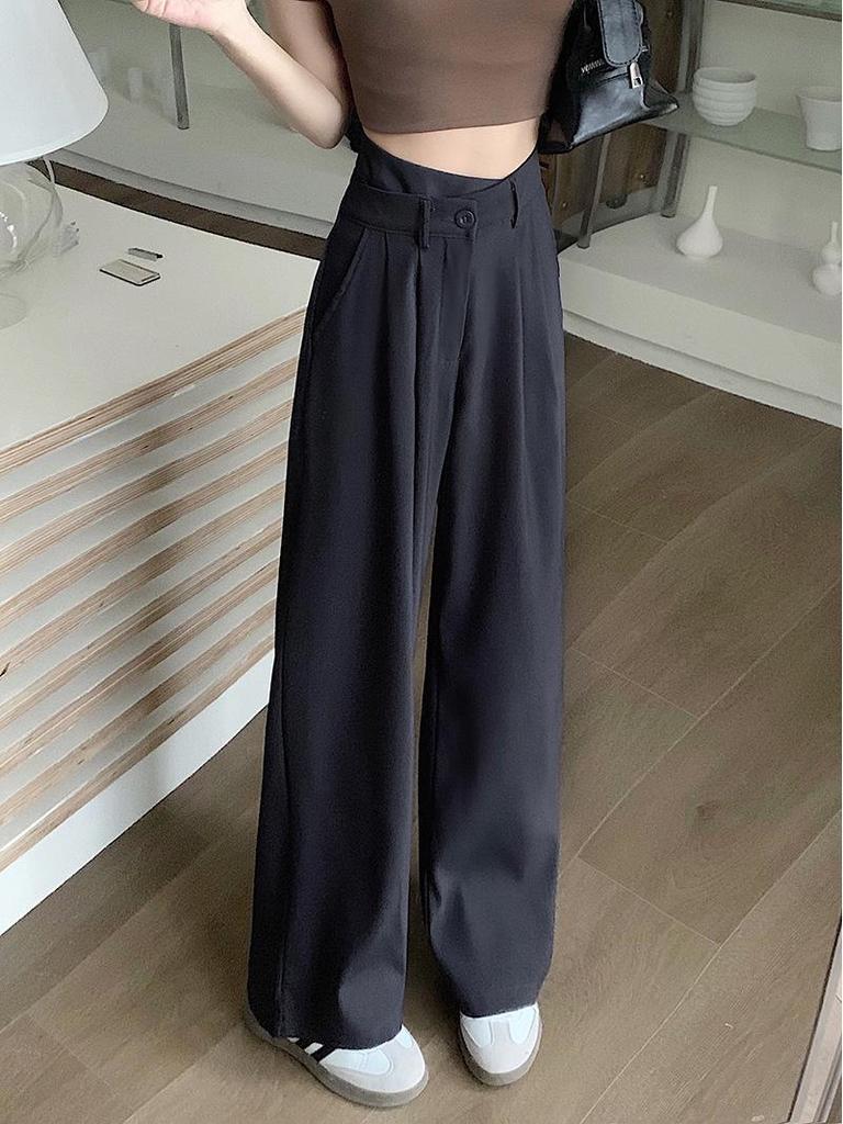 2026 Women's High-Waist Wide-Leg Pants: Slimming, Casual Straight-Leg with Draped Design for Summer