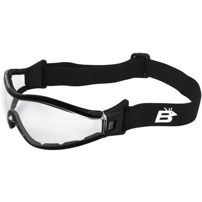 Birdz Eyewear Boogie Motorcycle Sport & Skydiving Goggles Padded Black Frame with Clear Lens Anti-Fog Z87.1