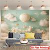 2D Teddy Bear Hot Air Balloon Backdrop Mint Green Cloud Baby Shower Photography Background