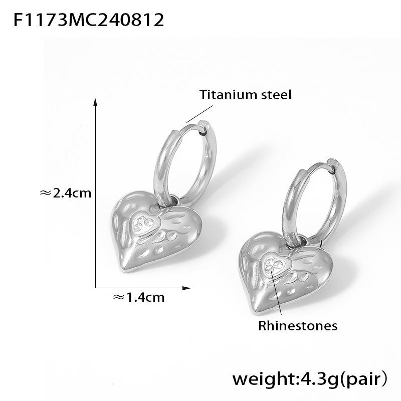 18K Gold-Plated Heart Earrings with Diamonds, Non-Fading Retro Style, European & American Inspired