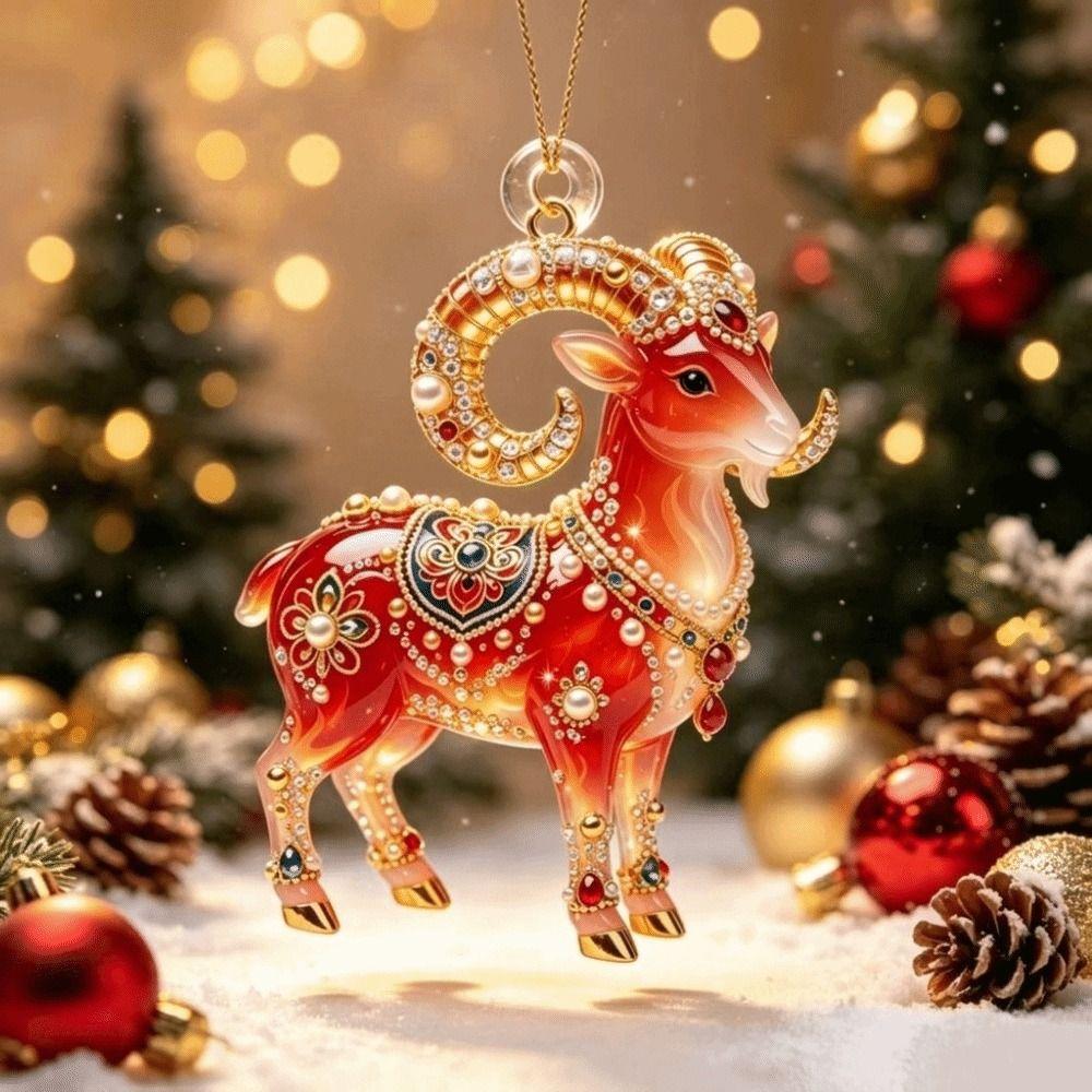 Acrylic Goat Hanging Ornament 2D Flat Animal Hanging Decoration Goat Pendant  Shop Window Display