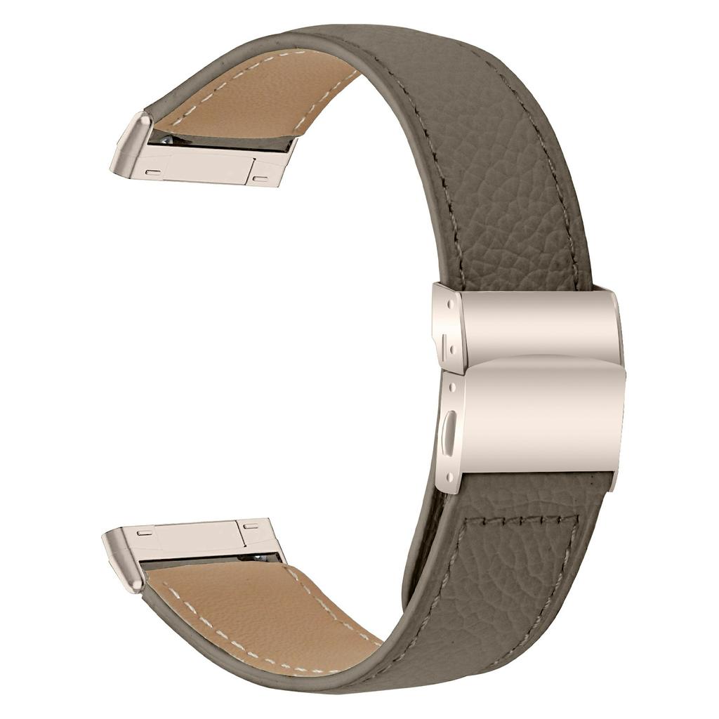 For Fitbit Versa 4/Sense 2 Genuine Leather Watch Band with Starlight Connector Turtle Back Buckle