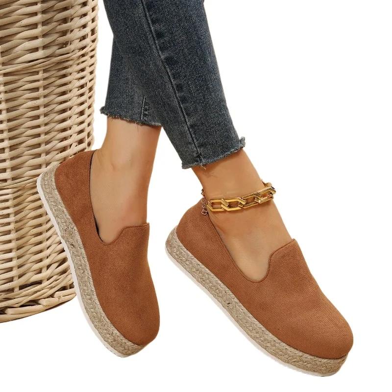 Модне жіноче взуття 2024 р. Високоякісне жіноче вулканізоване взуття без рукавів Осіннє взуття з круглим носком і леопардовим принтом на платформі Повсякденне взуття великих розмірів