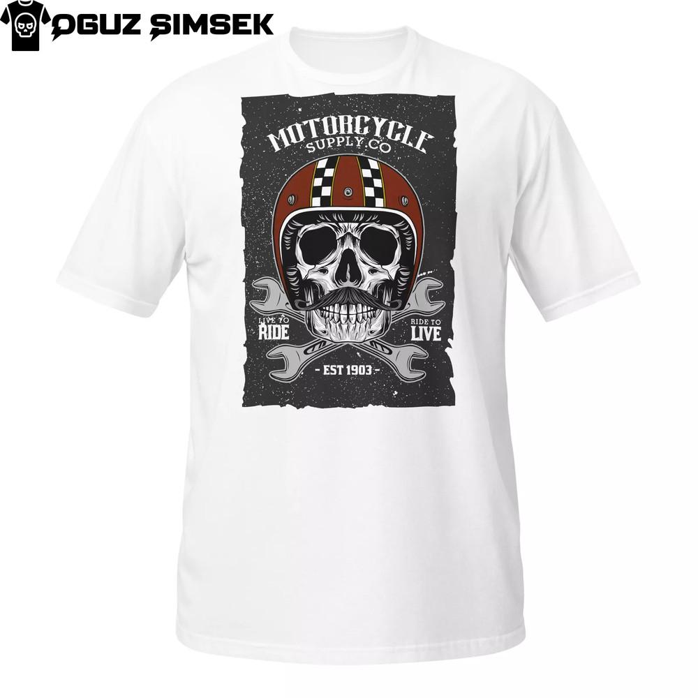 

Vintage Biker Skull Helmet Superbike Motorcycle Unisex T-Shirt Graphic Tee L