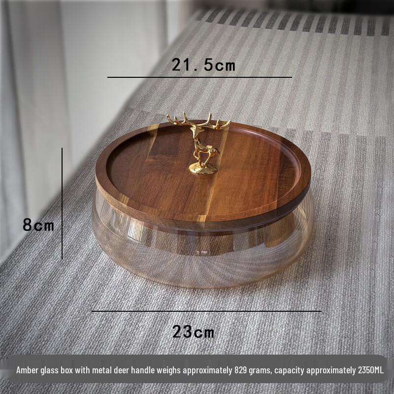 Acacia Wood & Glass Candy Nut Fruit Storage Dish Acacia Wood Fawn Amber