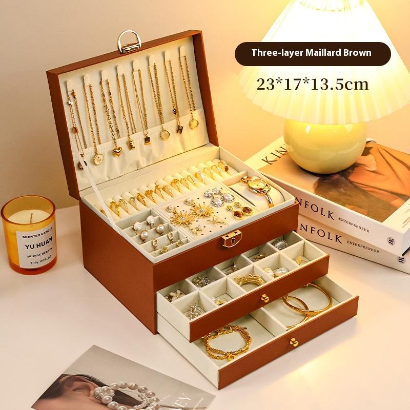 

Коробка для хранения ювелирных изделий Высококачественная большая вместимость Серьги Кольца Ожерелья Браслеты Коробка для хранения нескольких ювелирных изделий