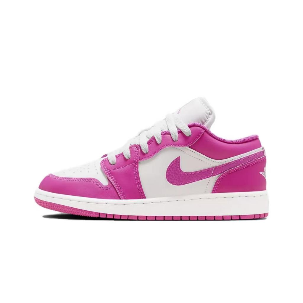 Jordan Air Jordan 1 Abrasion Resistant Abrasion Resistant Low top Vintage Basketball Shoes Women's Black White Pink FV8486-600(team1104)