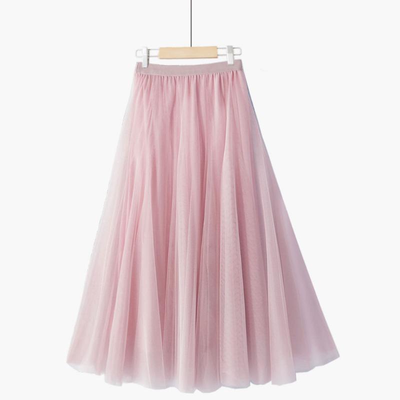 DX~~New Patchwork Ethnic Style Retro Pure Red Pleated Slim Fairy Mesh Skirt
