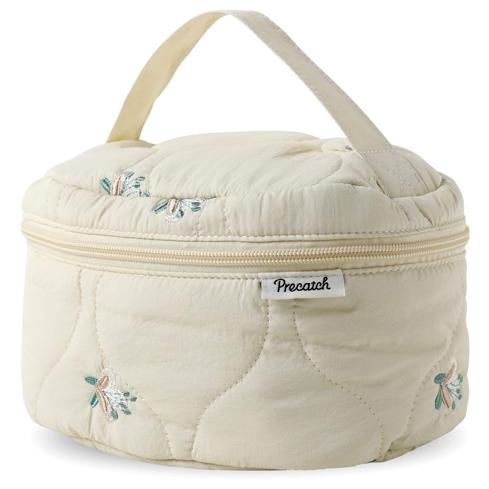 

miucatch Large Easy to Large Makeup Toiletry Pouch with 3D Cosmetic Travel Makeup Cosmetic Storage Pouch with Embroidered Inner Bag Capacity, Carry, бежевый