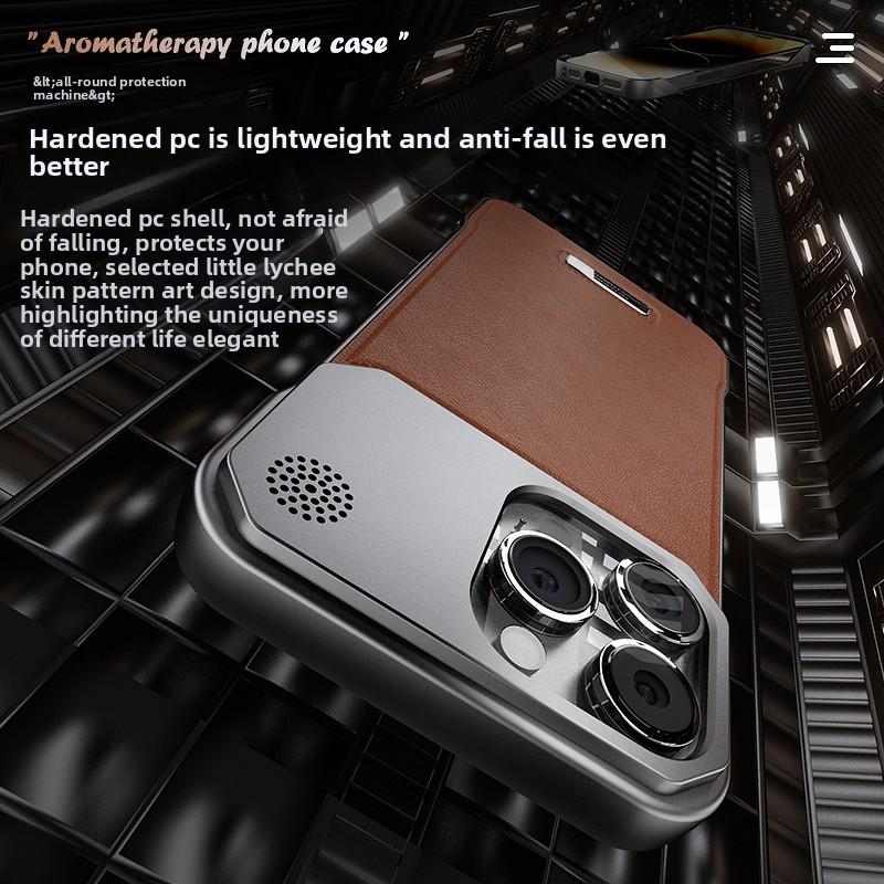 Luxury Magnetic PU Leather Aromatherapy Case For iPhone 17 Air 11 12 13 14 15 16 Pro Max Plus Wireless Charging Borderless Case