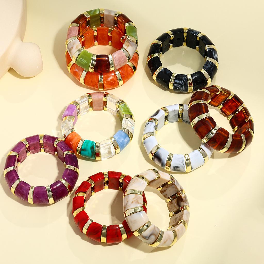 Exaggeration Punk Thick Wide Acrylic Elastic Rope Bracelet Retro Fashion Boho Bracelet Temperament Jewelry for Women