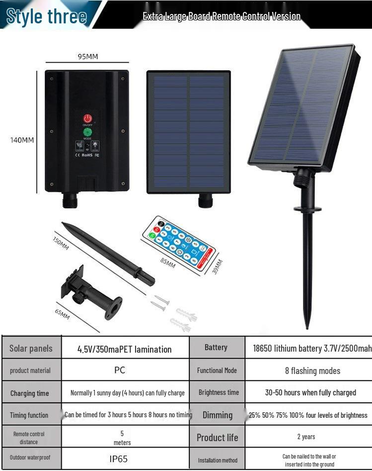 LED Solar Tube String Lights, Outdoor Waterproof Copper Wire, Soft Light Strip for Courtyard Decoration