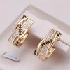 Black Natural Zircon Earrings Trend Geometry Cross  Rose Gold Color Drop Women Earrings Vintage Jewelry  New
