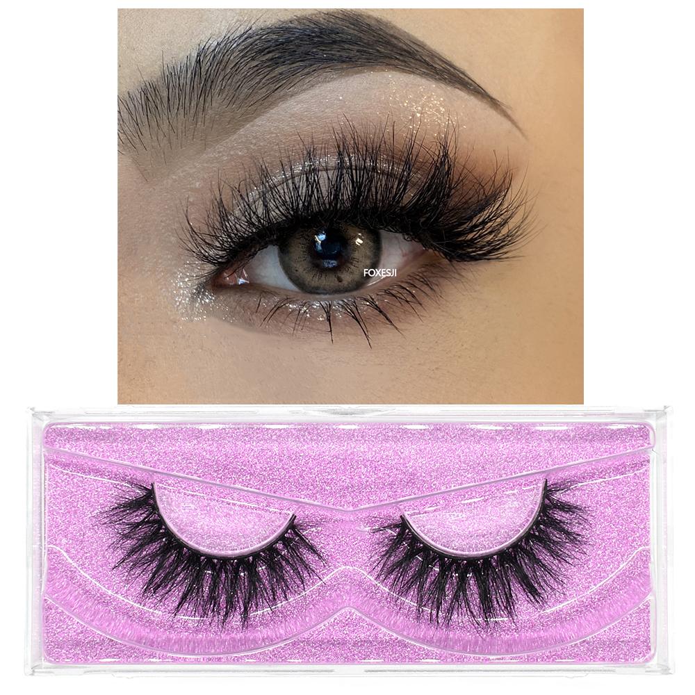 FOXESJI 3D Mink False Eyelashes Fluffy High Volume Eye Lashes Natural Wispy Full Strip Mink Eyelash Extension Bulk Lash Makeup