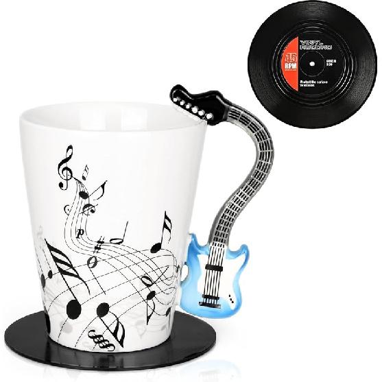 Maustic Guitar Mug, Music Gifts for Men, Guitar Gifts for Guitar Players, Christmas Birthday Gifts for Music Lovers, Music Teacher Gifts, Ceramic Mug
