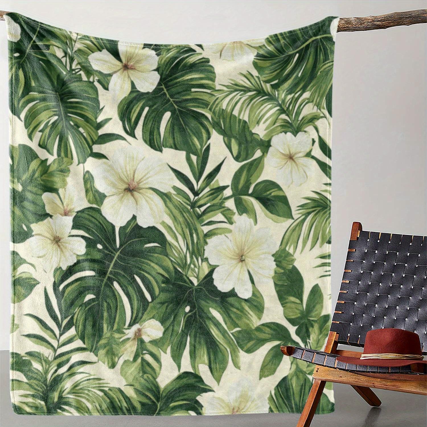 

1pc Vintage Tropical Floral Print Throw Blanket – Soft, Cozy Flannel for Sofa, Bed, Car, Office, Camping & Travel – All-Season 75x90cm28x35in