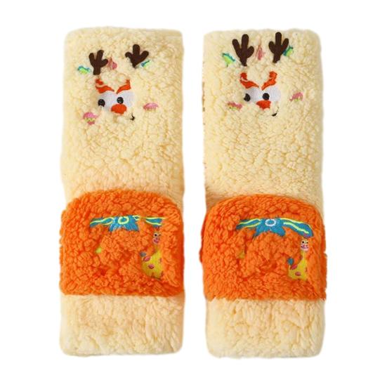 

1 Pair Women Plush Fleece Socks Ultra Warm 3D Cartoon Embroidered Socks Elastic Fit Soft Thick Cozy Thermal Socks оранжевый