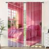 2pc, Window Drapes Hot Pink Versatile Polyester,Without Electricity Wall Decor Applies To Home Decor