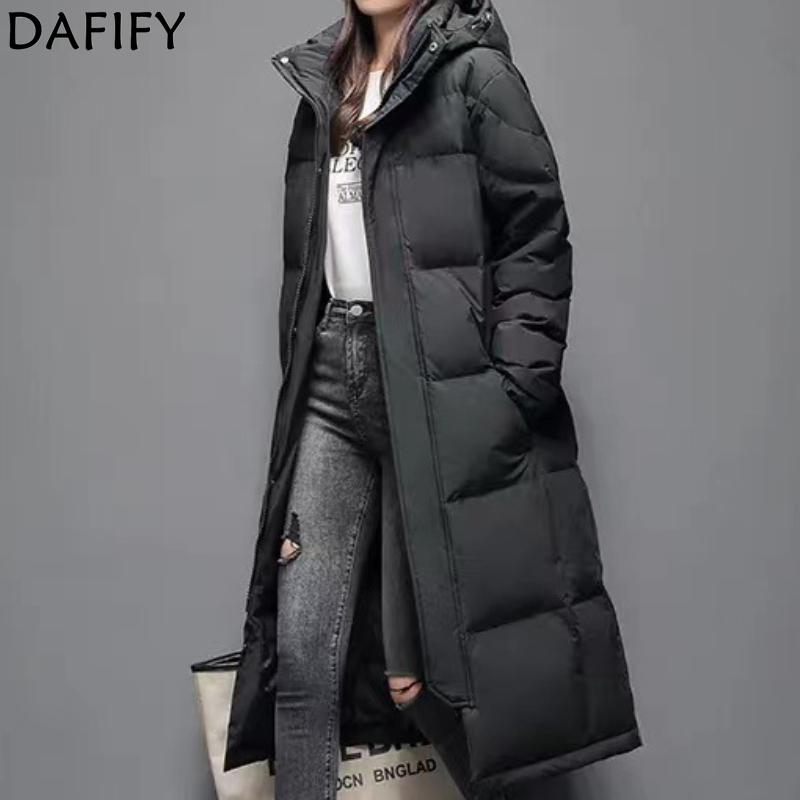 DAFIFY Women's Fashion Casual Fall Winter Solid Color Print Long Sleeve Jackets & Coats Down Coats