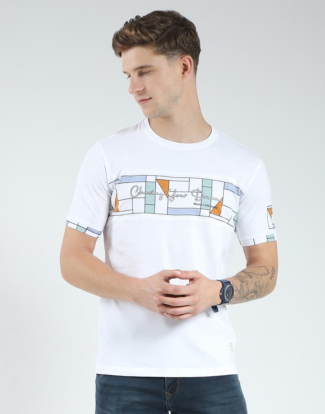 

Monte Carlo Men s Regular Fit Printed Half Sleeve T-Shirt XXL белый