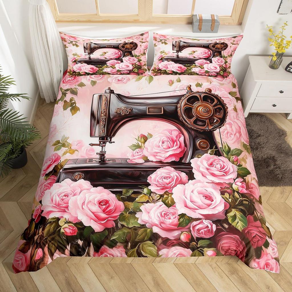 Eiffel Tower Duvet Cover,Watercolor Red Rose Bedding Set For Girls Adult Wild Butterfly Valentine'S Day Romantic Comforter Cover