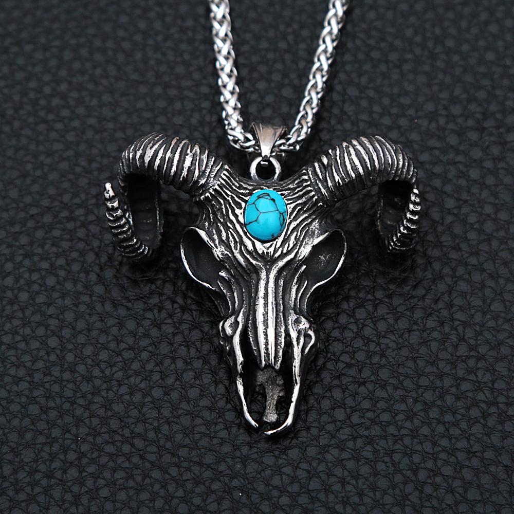 Vintage Domináns Rozsdamentes Acél Viking Fekete Bikafej Medál Nyakláncok Férfiaknak Fiúknak Személyiség Amulett Állat Ékszer Ajándék