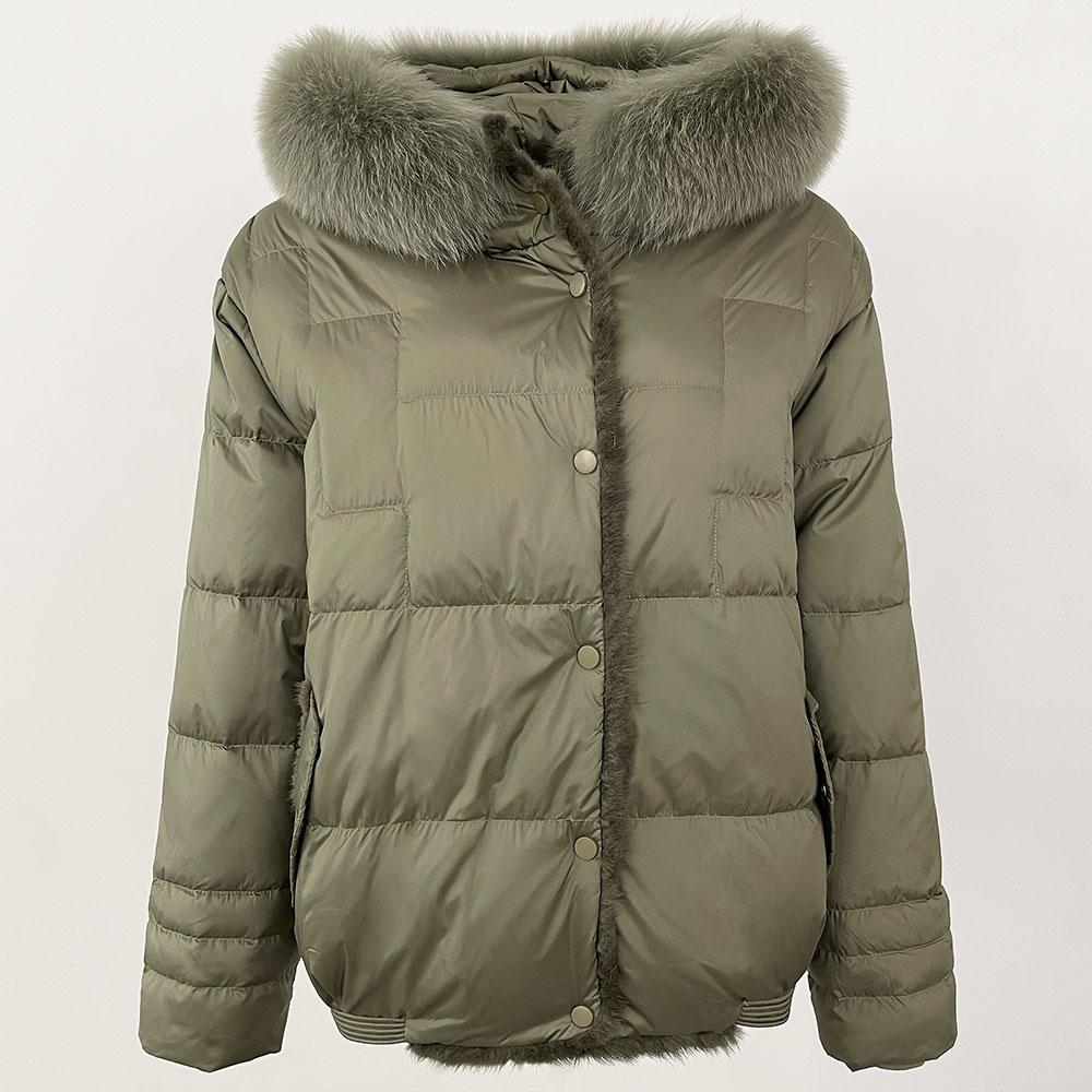 OFTBUY Winter Women Coat Real Natural Fox Fur Collar Thick Warm Jacket Casual White Duck Down Hooded New Outwears Streetwears