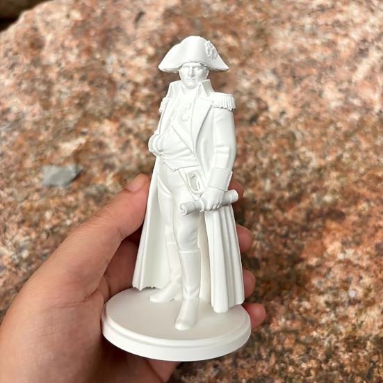 Handmade Painting Project 3D Printed Napoleon Statue with Military Coat, Turban & Scroll, Vintage Historical Desktop Decor Classic Design Figurine,