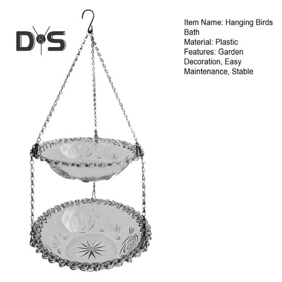 Utendørs hengende fuglebadekar Hummingbird Badekar Duell Layer Wildbird Mateskål for hage Bakgård Patio Dekor
