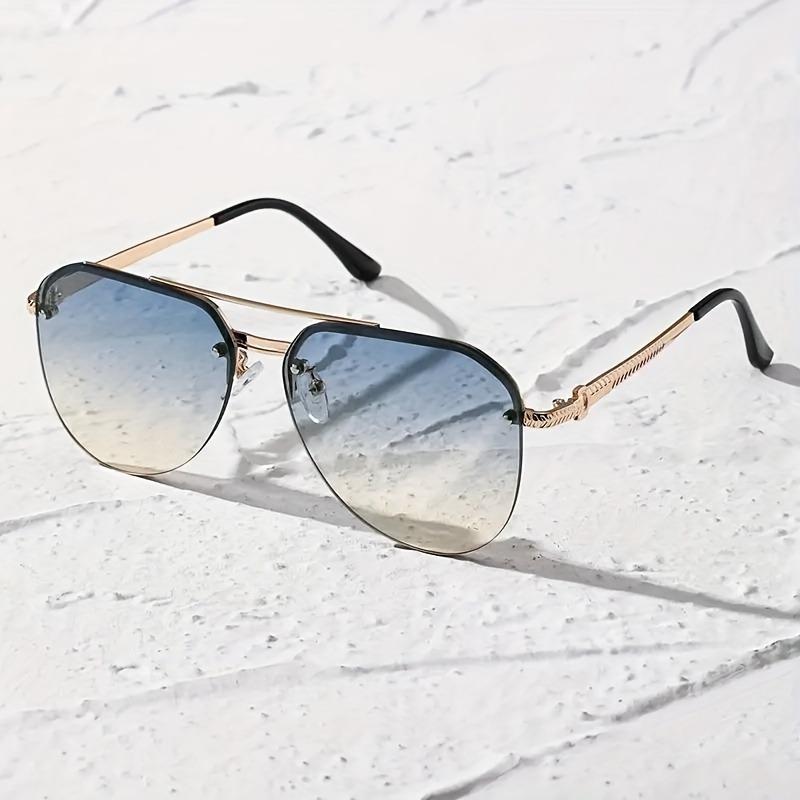 Classic Double Beam Half-Frame Pilot Fashion Glasses for Driving & Adventures