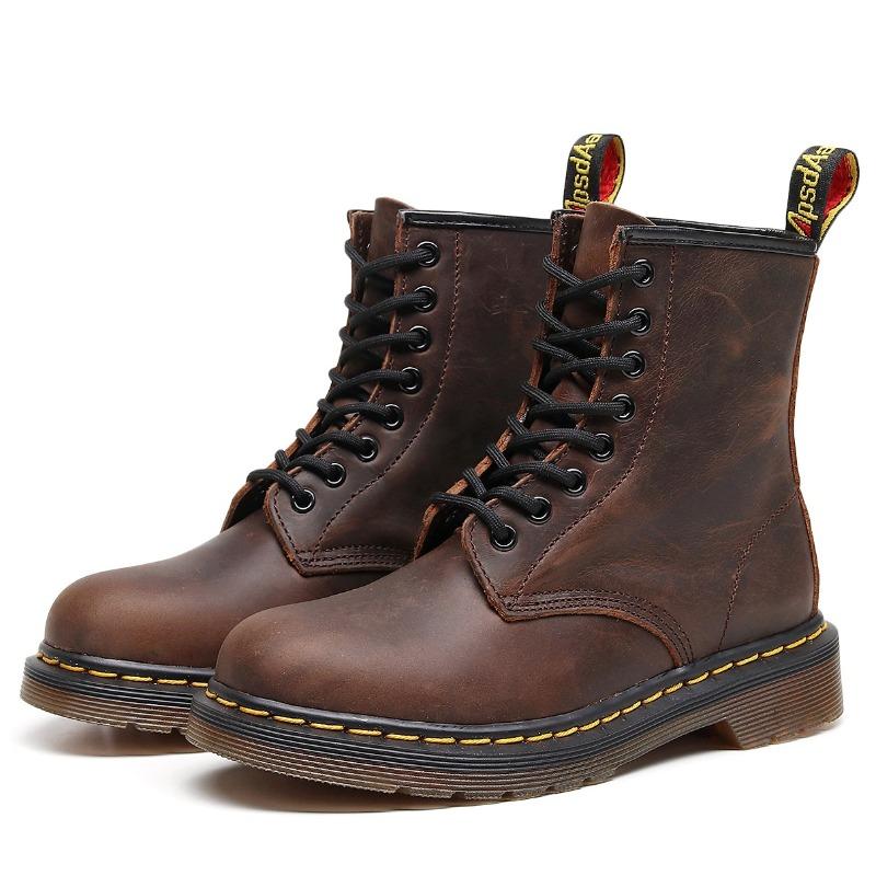 High-top locomotive boots women's classic retro short boots men's and women's leather boots round head trend