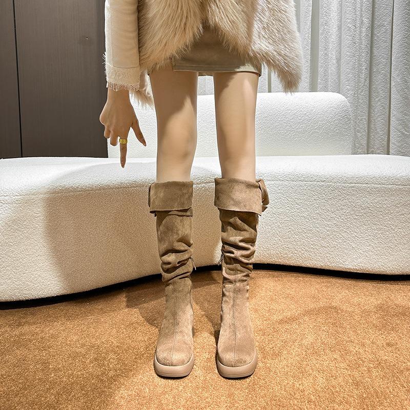 Over-knee Boots Women's Winter Elastic Thick High-heeled Boots Three Ways To Wear Elastic Pile Boots Women