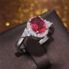 Cubic Zirconia Rings Romantic Women Oval Red Stone Engage Bridal Wedding Occasion Finger Ring Valentines Present Present LoverTrendy Finger