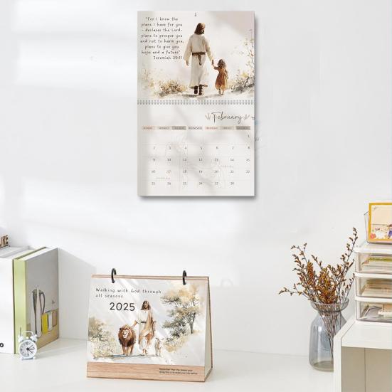 2025 Jesus Wall Calendar Religious Artwork Wall Calendar Bible Verses Hanging Monthly Calendar for Christ Lovers