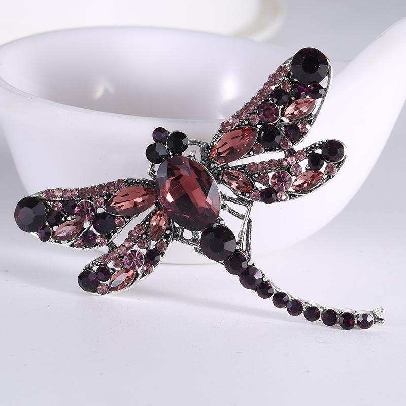 SKEDS High-end Women Men Fashion Crystal Dragonfly Boutique Badges Brooch Luxury Heavy Industry Rhinestone Pin Buckles For Lady