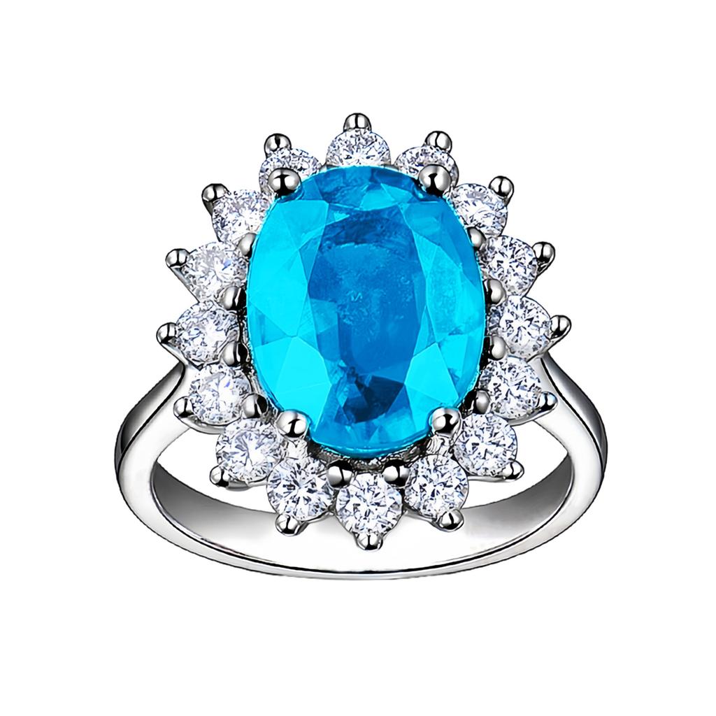 2026 Ring Opening Adjustable Inlaid Sapphire Ring Colored Gemstone Female Living Mouth Ring