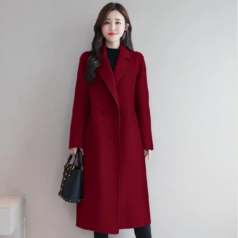 New Mid-length Coat, New Slim Fit, Belly-covering, Casual Temperament Woolen Coat for Women