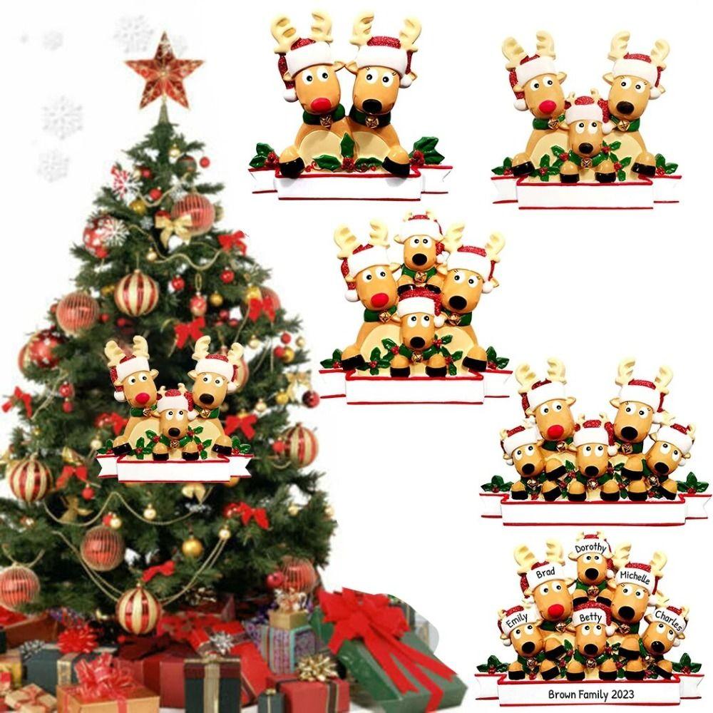 

Elk Family Elk Hanging Ornament Resin Christmas Decoration Novelty Reindeer Family Pendant Gift 2 deers