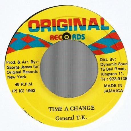 

7inch Record GENERAL T.K. Time A Change NONE Original Record 1992 Jamaica Reggae Ska Dub Used