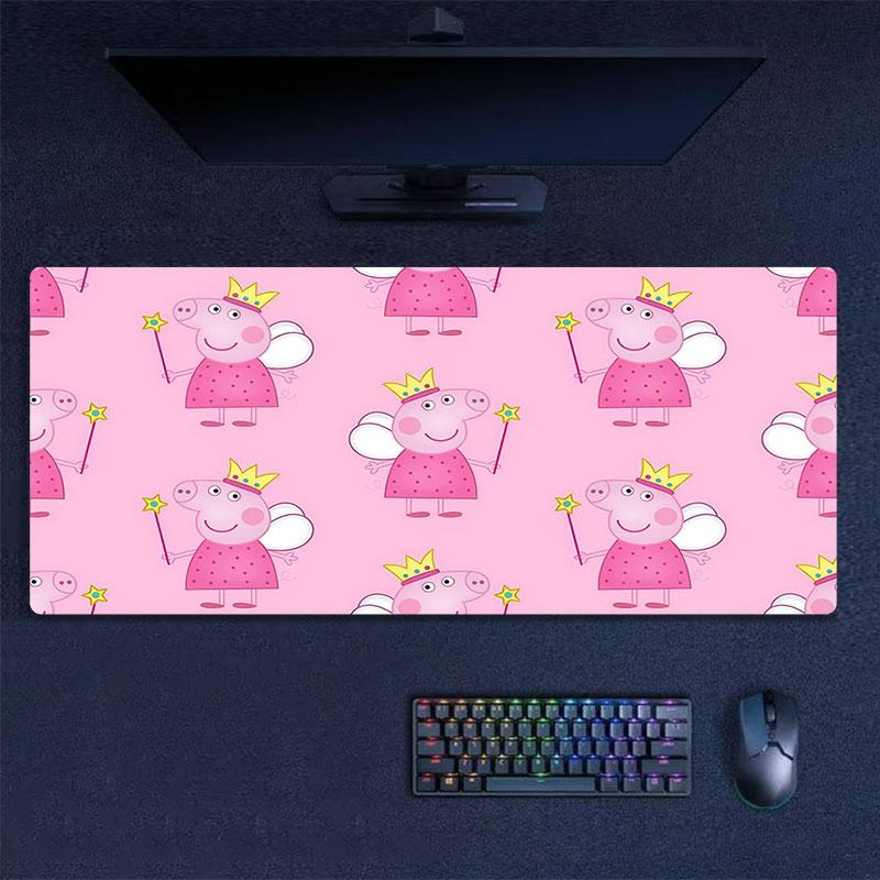 Peppa Mouse Pad, Large Gaming Desk Mat, Non-slip XXL Mousepad for Laptop & Tablet, Mini PC Playmat with Stitched Edges